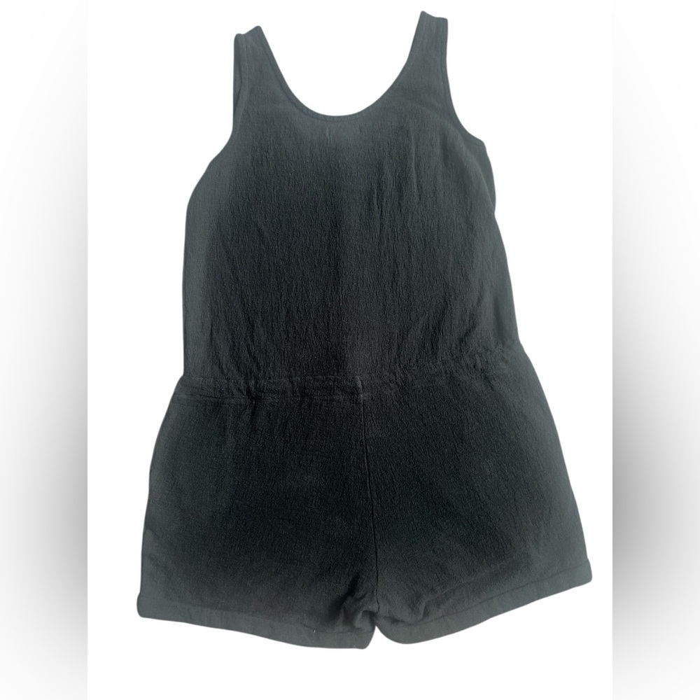 Madewell Black Button Drawstring Black Romper Siz… - image 4